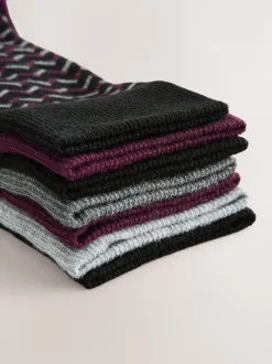 Next - Lot de 7 - Chaussettes riches en coton pour homme Rouge/Gris Outlet