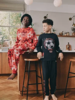 Next - Lot de 2 pyjamas à manches longues (3-16ans) Rouge/noir motif football