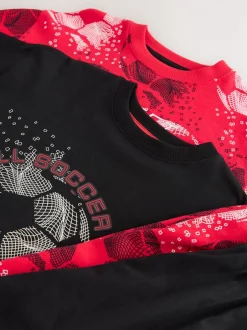 Next - Lot de 2 pyjamas à manches longues (3-16ans) Rouge/noir motif football