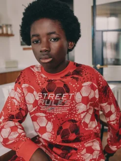 Next - Lot de 2 pyjamas à manches longues (3-16ans) Rouge/noir motif football