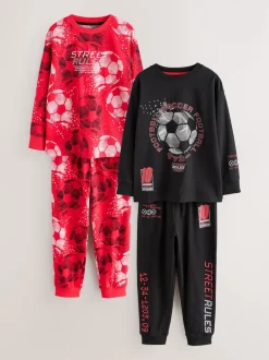 Next - Lot de 2 pyjamas à manches longues (3-16ans) Rouge/noir motif football