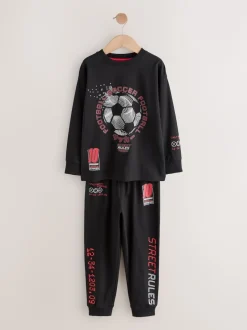 Next - Lot de 2 pyjamas à manches longues (3-16ans) Rouge/noir motif football