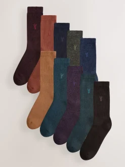 Next Rouge/Orange/Bleu - Lot de chaussettes épaisses brodées 10 Discount