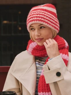 Next Rouge/Rose - Bonnet en maille à rayures Online