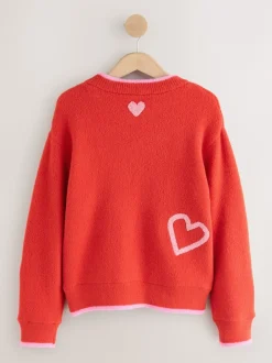 Next Rouge/Rose - Pull de Saint-Valentin brodé confortable Clearance