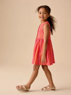 Next Rouge/rose rayé - Robe boutonnée à Manches courtes Rayure (3-16ans) Hot