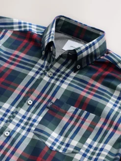 Next Rouge/vert - Chemise Oxford ajustée Easy Iron Button Down Outlet