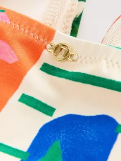 Next Rouge/Vert Tropical - Maillot de bain Urim Tummy Control à décolleté plongeant New