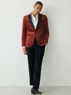 Next Rust Floral (En) - Slim Fit (Slim Fit) - Blazer en velours à motifs Best
