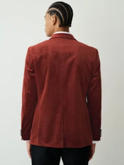 Next Rust Floral (En) - Slim Fit (Slim Fit) - Blazer en velours à motifs Best