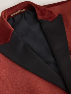 Next Rust Floral (En) - Slim Fit (Slim Fit) - Blazer en velours à motifs Best