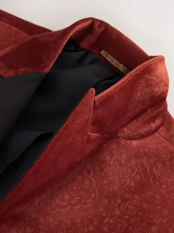 Next Rust Floral (En) - Slim Fit (Slim Fit) - Blazer en velours à motifs Best