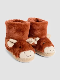 Jojo Maman Bébé Rust Highland Cow - Chaussons bottes en peluche