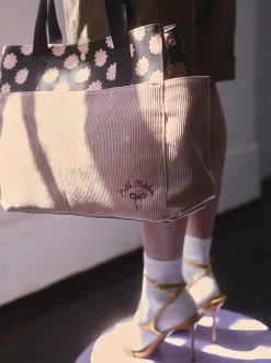 Cath Kidston Sac cabas carré en velours côtelé