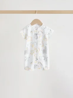 Next Safari blanc Animal brodé - Barboteuse Jersey Baby 3 Pack Outlet