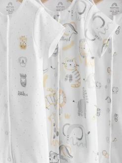Next Safari blanc Animal brodé - Barboteuse Jersey Baby 3 Pack Outlet
