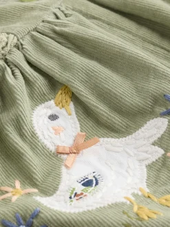 Next Sauge Vert brodée - Body à Manches longues et salopette en Velours côtelé Ensemble Bébé 2 Pieces (0mois-3ans) Clearance