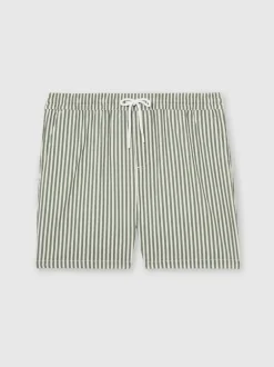 Reiss Sauge/blanc - Short de bain Bay Seersucker Rayure Clearance