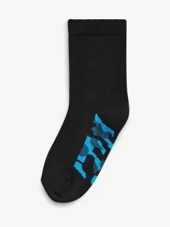 Next - Paquet de chaussettes en coton riche 7 Semelle intérieure noir motif camouflage Best