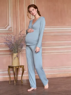 Seraphine Grossesse et Allaitement Pyjamas en jersey de bambou Très doux Ensemble 2 Pieces Sale
