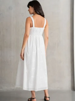 Seraphine Robe de Grossesse Col en V 100% Coton Blanc