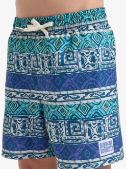 Quiksilver Short de bain Surfsilk Straight Volley à imprimé géométrique pour jeune Outlet