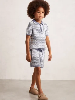 Reiss Short Peter rayé en maille de coton mélangé Outlet