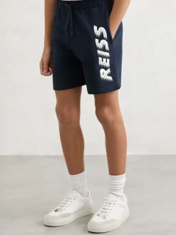 Reiss Short Terek en coton à cordon de serrage et imprimé logo Clearance