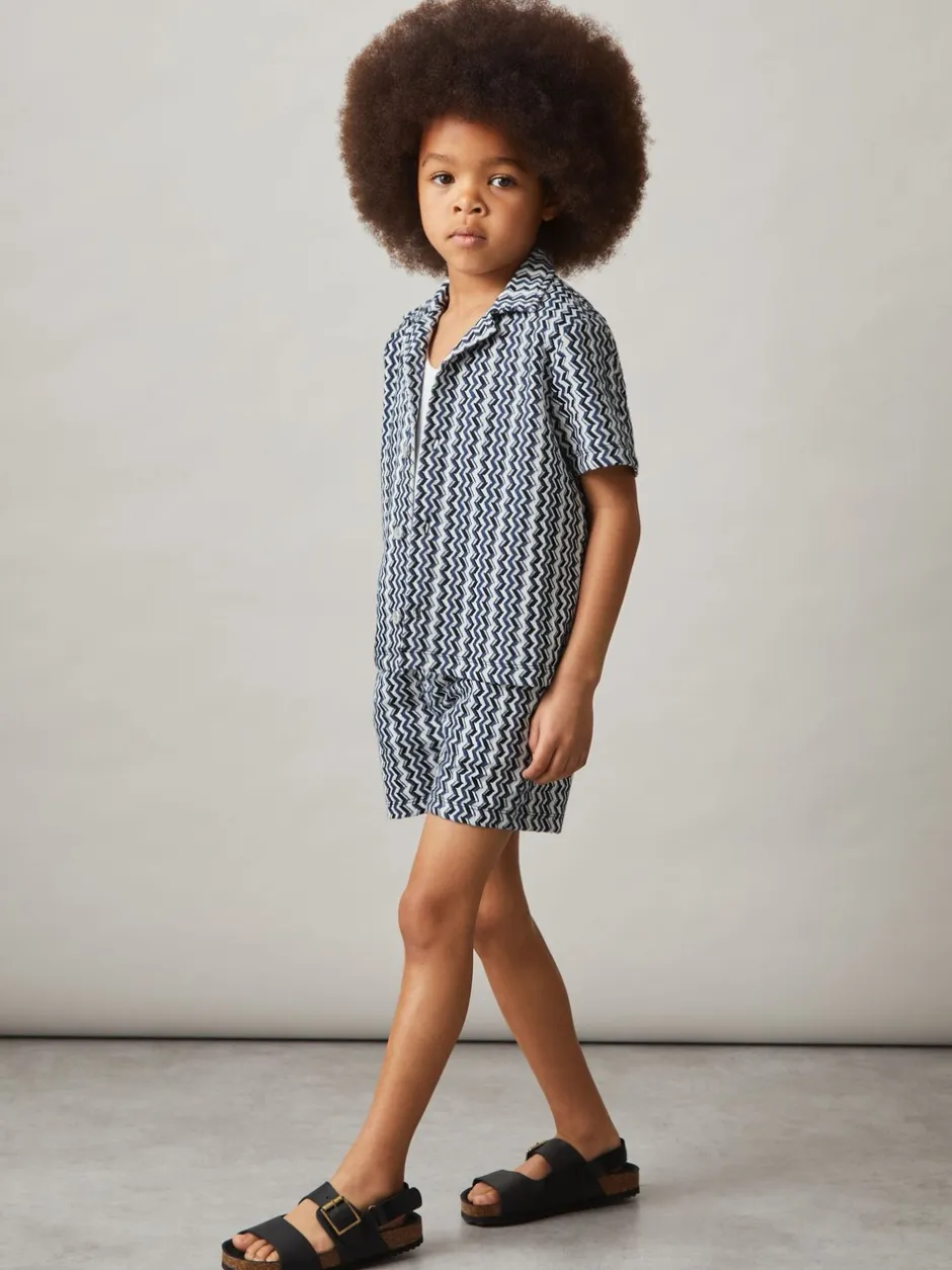 Reiss Short Teti à cordon de serrage en maille zigzag Clearance