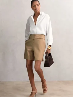 Reiss Shorts Harper ceinturés en coton mélangé et lin Best