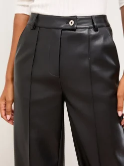 Lipsy Similicuir noir - Pantalons Amples habillés