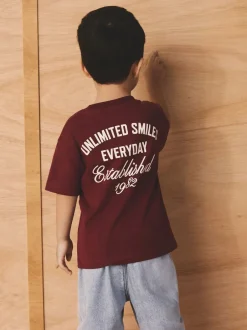 Next - T-shirt Manches courtes Back Imprimé (3mths-7yrs) Slogan rouge baie Online