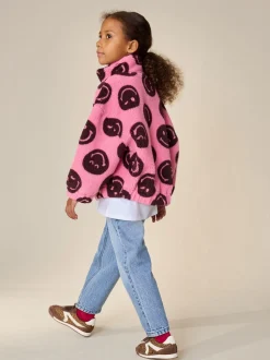 Next Smiley rose/baie - Zip Up Borg Jacket (3-16yrs) Sale