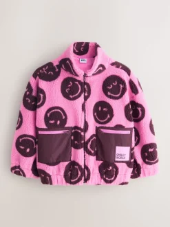 Next Smiley rose/baie - Zip Up Borg Jacket (3-16yrs) Sale