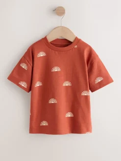 Next Soleil rouge rouille - T-shirt imprimé sur l’ensemble à manches courtes (3 mois7 ans) (3mois7ans) New