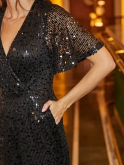 Sosandar Sequin Combinaison de manches d'ange Clearance