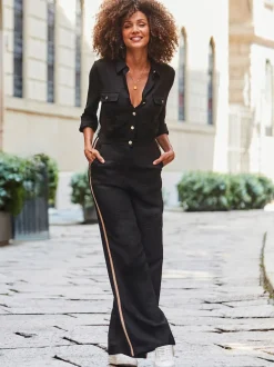 Sosandar Side Rayure Button Front Combinaison Best