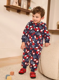 Next Spiderman bleu marine/rouge - Tout-en-un sous licence en polaire (9mois à10ans) Outlet