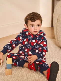 Next Spiderman bleu marine/rouge - Tout-en-un sous licence en polaire (9mois à10ans) Outlet