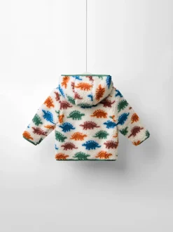 Jojo Maman Bébé Stégosaure Nature - Veste à damier en Borg à capuche New