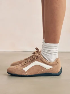 Next Suede de chameau - Baskets à lacets Forever Comfort® en cuir à semelle slim Online