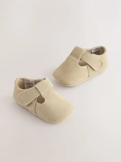 Next Suede de pierre - Leather Bébé T-Bar Chaussures (0-24mths) Sale