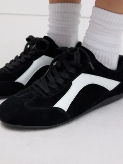 Next Suede noire - Baskets à lacets Forever Comfort® en cuir à semelle slim Online