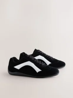 Next Suede noire - Baskets à lacets Forever Comfort® en cuir à semelle slim Online