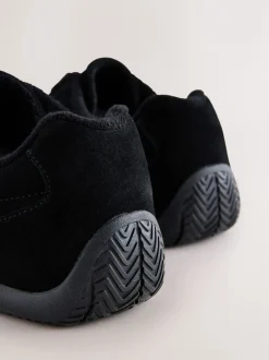 Next Suede noire - Baskets à lacets Forever Comfort® en cuir à semelle slim Online