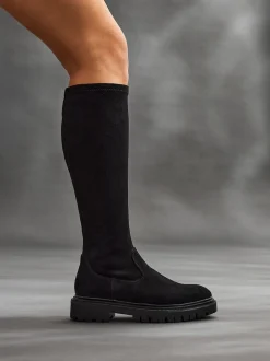 Linzi Suede noire - Bottes extensibles Hallie hautes Best