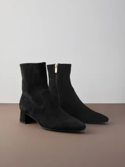 Next Suede noire - Bottines Motionflex à talon bloc Sale