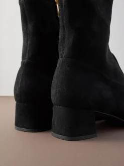 Next Suede noire - Bottines Motionflex à talon bloc Sale
