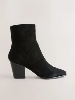 Next Suede noire - Bottines western à talons carrés Outlet