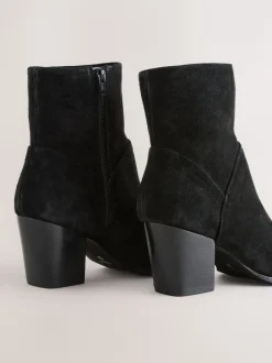Next Suede noire - Bottines western à talons carrés Outlet